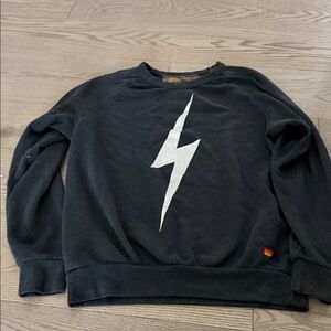 Aviator Nation Black Sweatshirt with White Lightning Bolt